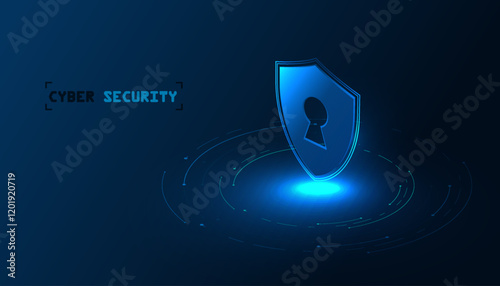 Cyber security vector background, shield lock in futuristic Concept of internet privacy and cyber protection