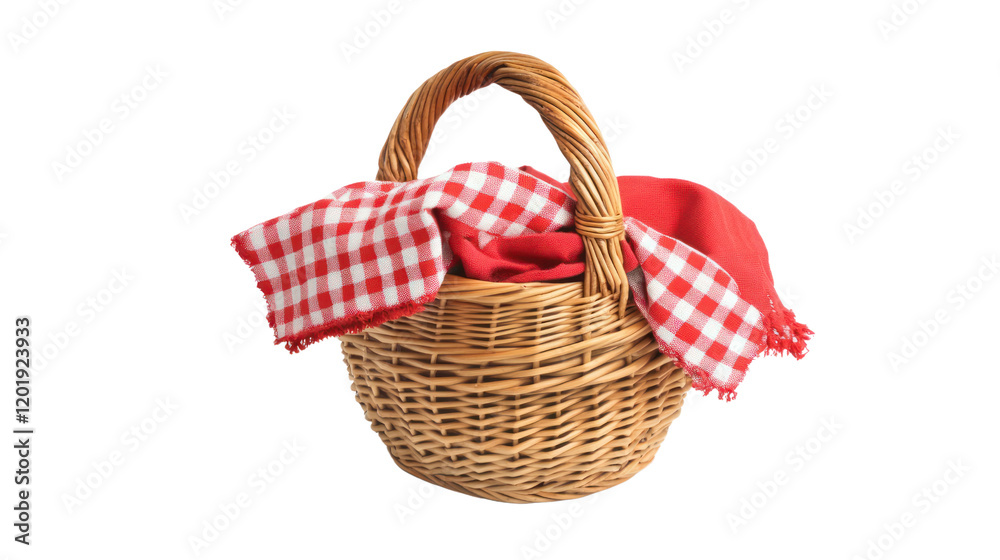 A beautiful picnic basket with a red and white checkered cloth, perfect for outdoor gatherings, family outings, or enjoying nature with loved ones. A beautiful picnic basket with a red and white checkered cloth, perfect for outdoor gatherings, family outings, or enjoying nature with loved ones.