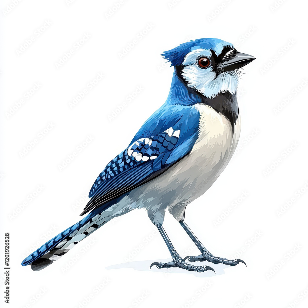 Obraz premium Blue Jay bird illustration with vibrant colors and detailed features