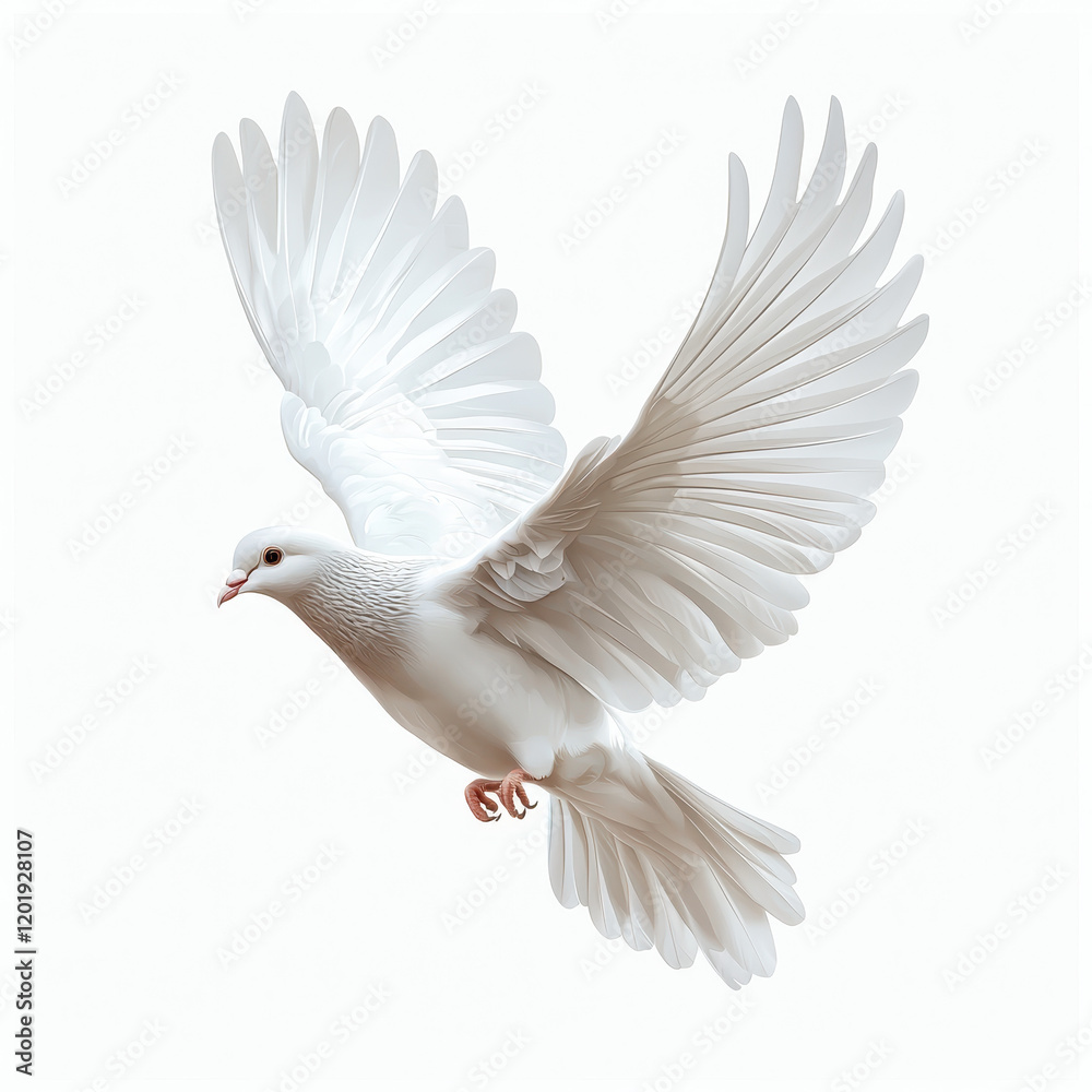 Fototapeta premium graceful white pigeon soaring through air with elegant wings