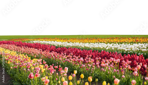 Vibrant tulip field showcasing assorted colorful blooms.