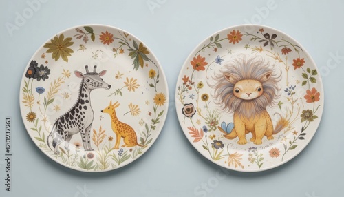 Plates adorned with whimsical animal prints photo