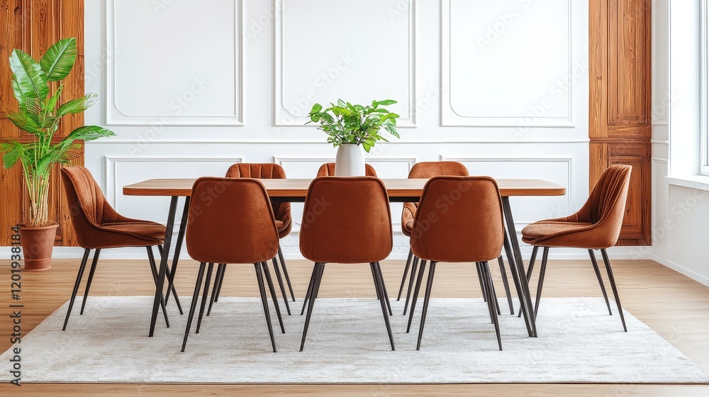 Fototapeta premium Dining Room with Terracotta Chairs