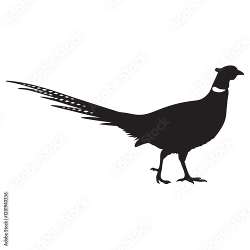 pheasant forest bird black silhouette icon , bird vector illustration