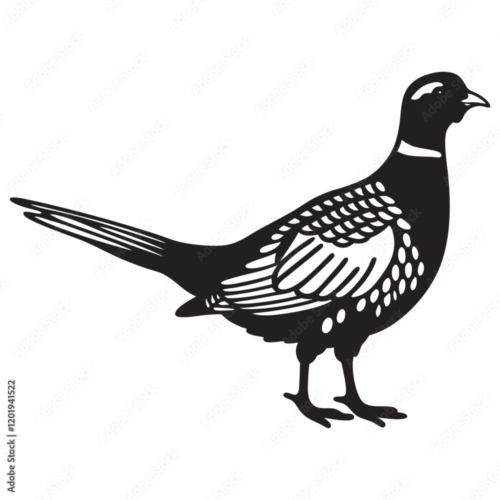 Fototapeta premium pheasant forest bird black silhouette icon , bird vector illustration