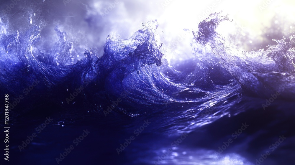 Dynamic Ocean Waves at Night: A Sparkling, Crystalline Abstract