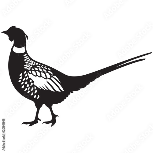 pheasant forest bird black silhouette icon , bird vector illustration