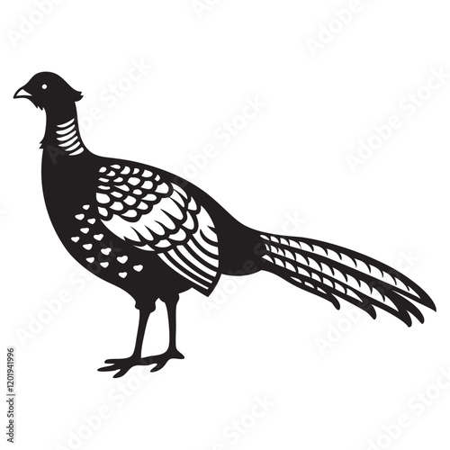 pheasant forest bird black silhouette icon , bird vector illustration