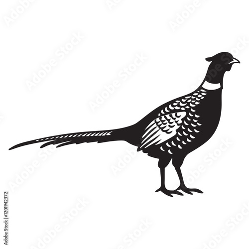 pheasant forest bird black silhouette icon , bird vector illustration