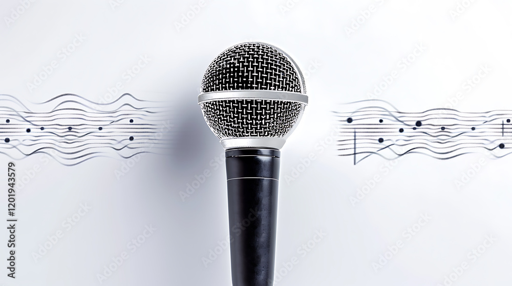 Fototapeta premium Microphone with musical notes