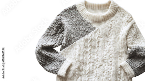 Cozy knitted sweater with a unique design, perfect for autumn and winter fashion. Soft texture adds warmth to any outfit for stylish layering. photo