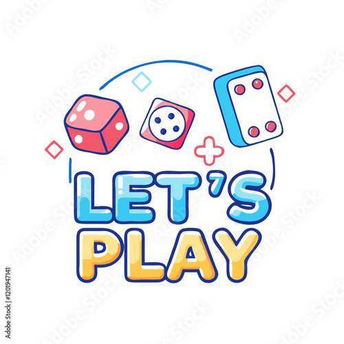 let s play text with dice and tokens icon