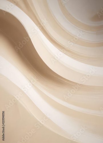 Abstract expressionism of beige and white waves with subtle ripples on a smooth background, peaceful gradient, calming atmosphere photo