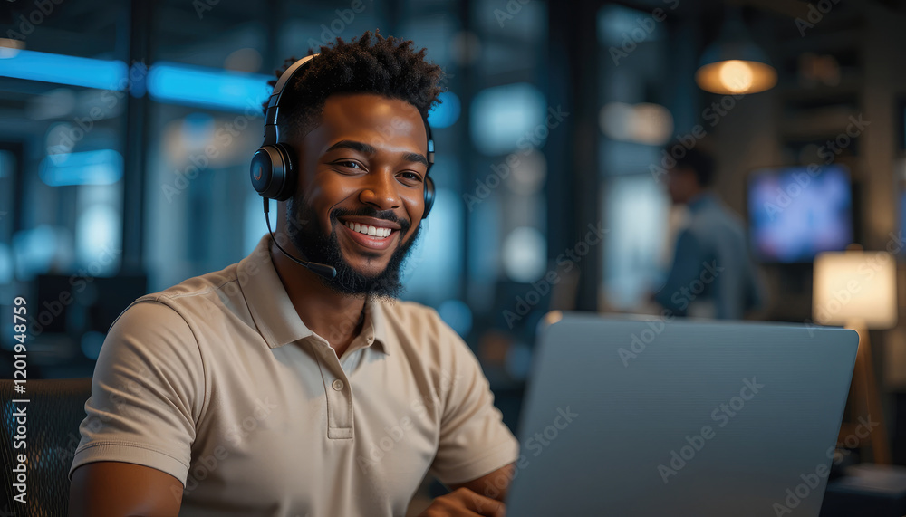 Call center, telemarketing and customer service with a business man working in an office and consulting on a headset. Call center, telemarketing and customer service with a business man working in an office and consulting on a headset.