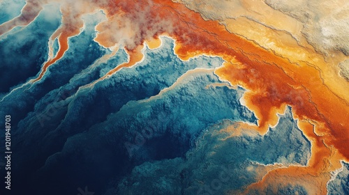 Aerial View of Hot Spring With Steam for Nature Ecology Use