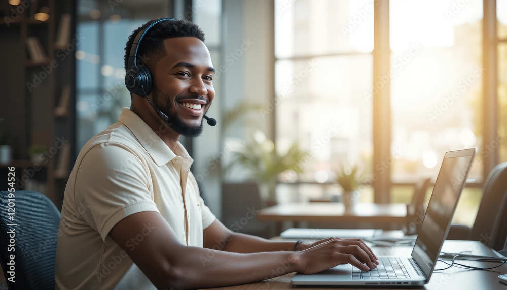 Call center, telemarketing and customer service with a business man working in an office and consulting on a headset. Call center, telemarketing and customer service with a business man working in an office and consulting on a headset.