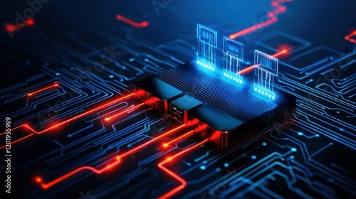 A symbolic image of a router at a network gateway, forwarding data packets to different devices on a secure local network