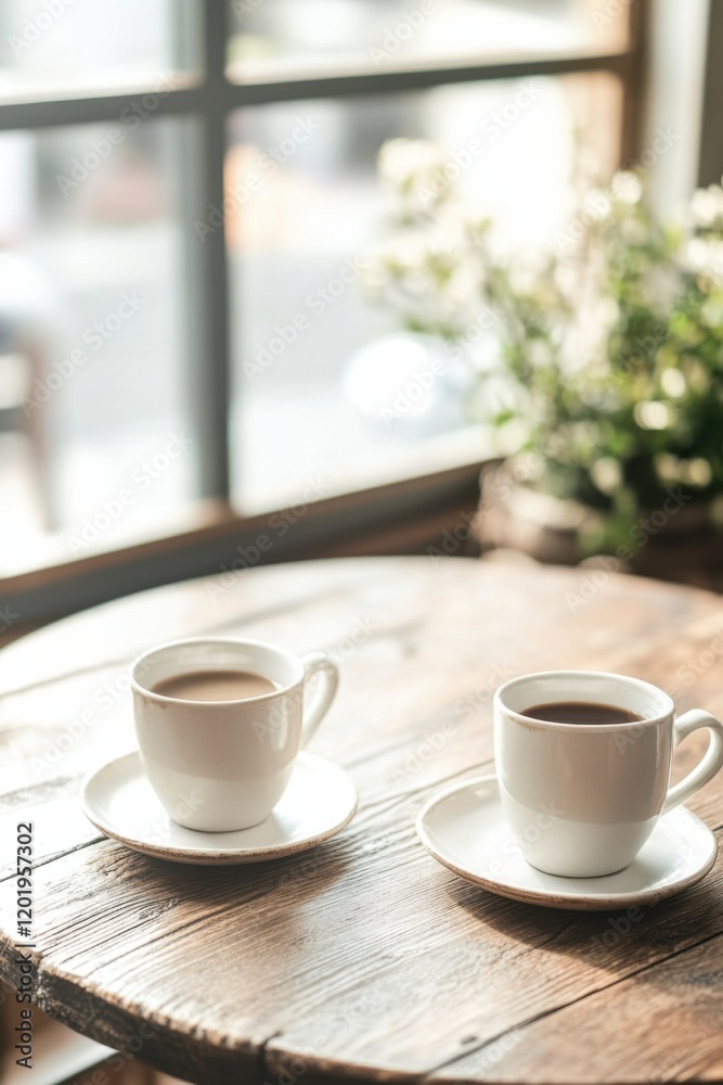 Two empty coffee cups on a table reflect the silence of shared moments and feelings of loneliness in relationships Two empty coffee cups on a table reflect the silence of shared moments and feelings of loneliness in relationships