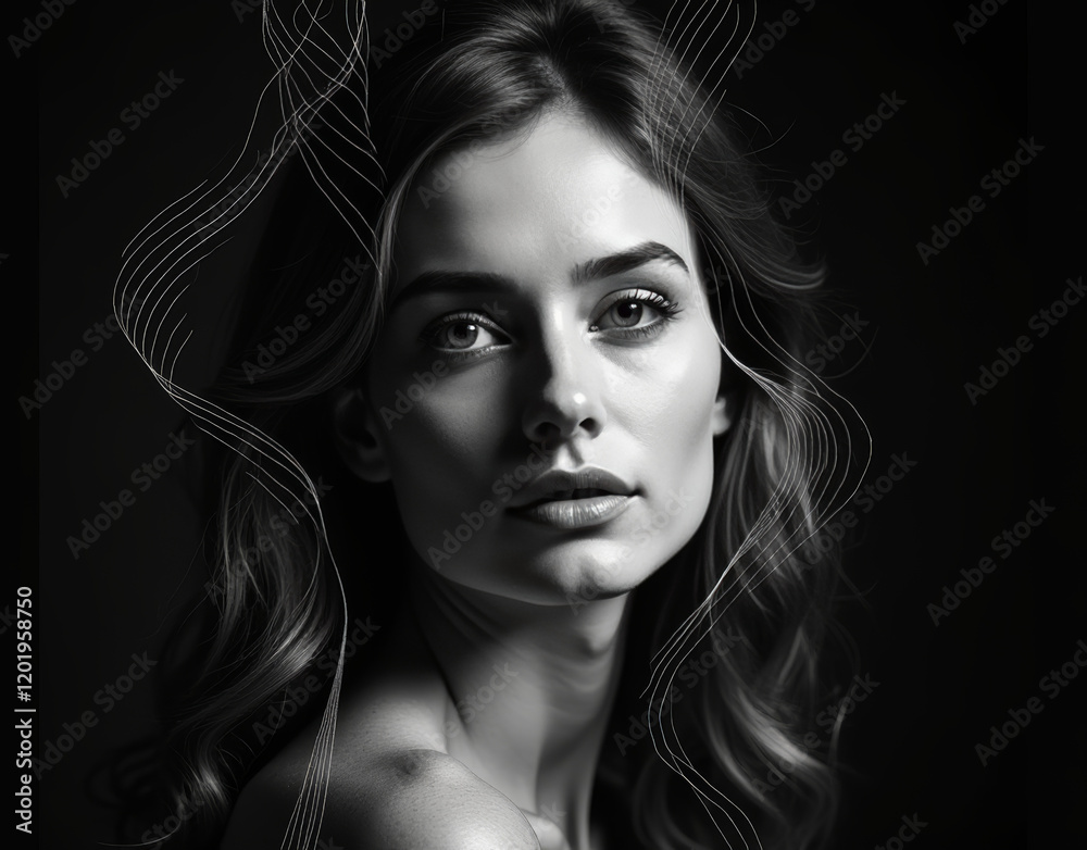 Fototapeta premium Black and white woman portrait