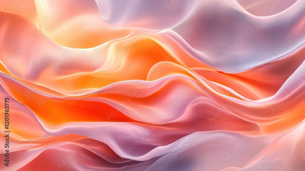 Obraz premium Vibrant Swirling Waves of Color: A Stunning Abstract Background in Fluid Orange and Pink Hues to Inspire Creativity and Design.