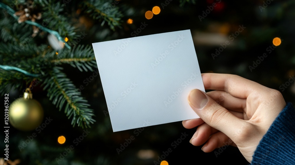 A mockup of a blank greeting card being opened by a hand, perfect for holiday greetings and celebrations, capture the essence of the holiday season, blending elegance and warmth into a A mockup of a blank greeting card being opened by a hand, perfect for holiday greetings and celebrations, capture the essence of the holiday season, blending elegance and warmth into a