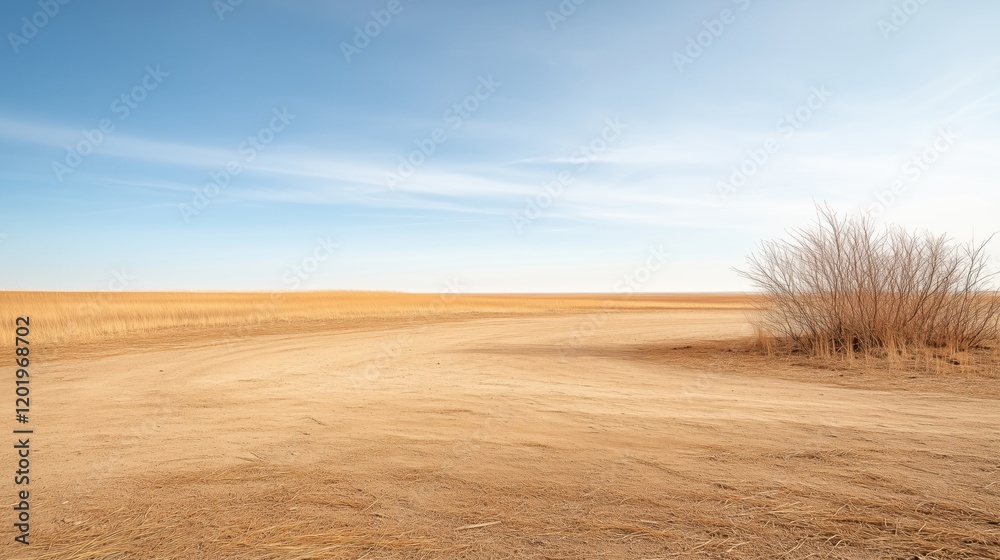 Fototapeta premium Arid landscape under a clear blue sky.