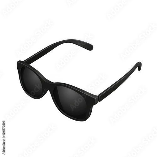 A black sunglasses 3D render icon, isolated on a transparent background.
