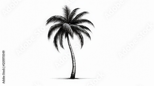 Collection of Black and White line art illustrations, Tropical beach with palm trees, and a vibrant sunset over the ocean