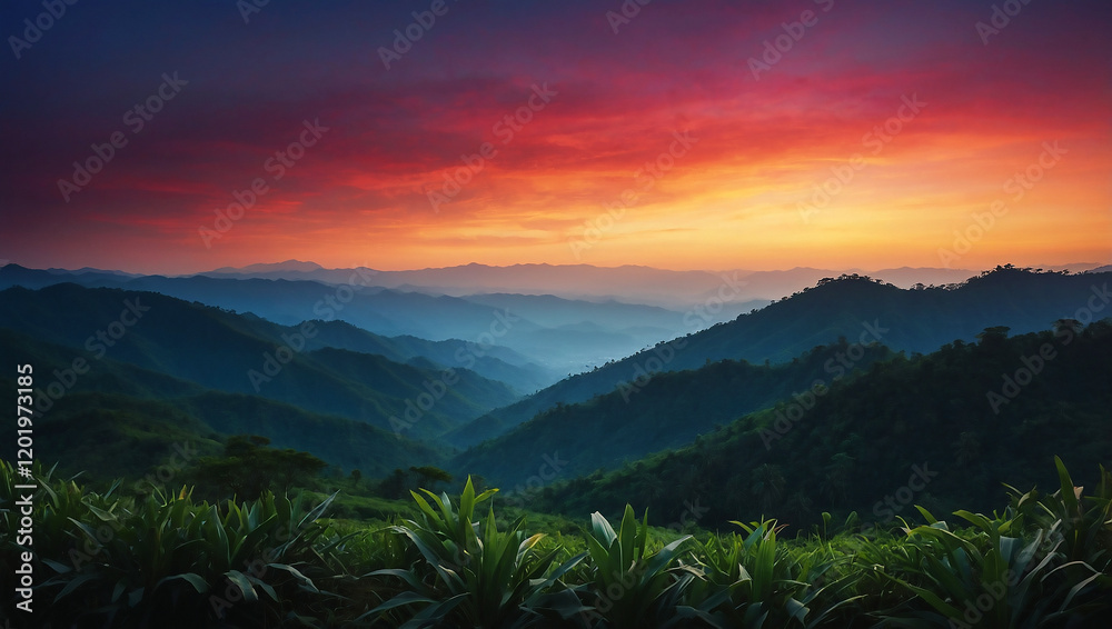 a beautiful sunrise over the mountains in tripura a beautiful sunrise over the mountains in tripura