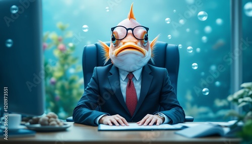 Funny Fish in Suit Business Office Humor Image