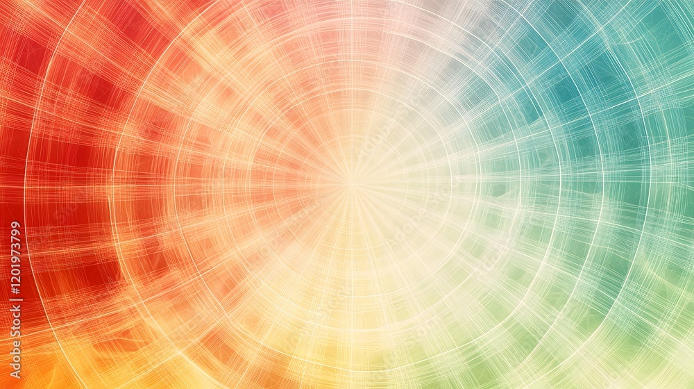 Obraz premium Abstract Circular Pattern with Radiating Lines and Pastel Colors