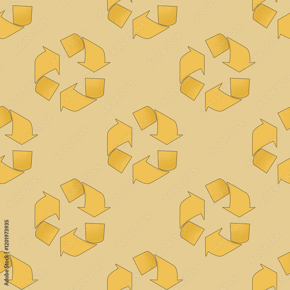 Yellow Loop Harmony Small Seamless Pattern on Pastel Yellow Background