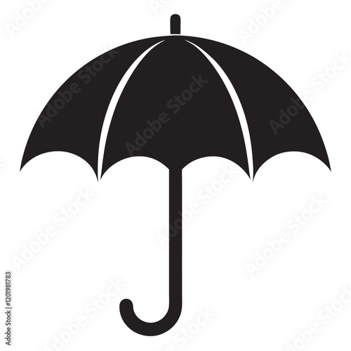 umbrella isolated on white background black silhouette logo black vector illustration icon.
