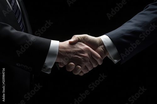 A close-up of a dramatic handshake between world leaders in a tense diplomatic moment, showcasing the power dynamics of international negotiations with sharp studio lighting and 8k resolution.