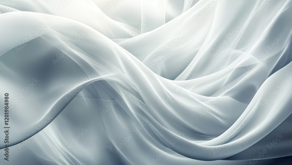 Obraz premium Elegant Flowing White Fabric Drapery Creating Soft Curves and Delicate Textures in a Dreamy Abstract Background Scene for Artistic and Modern Designs