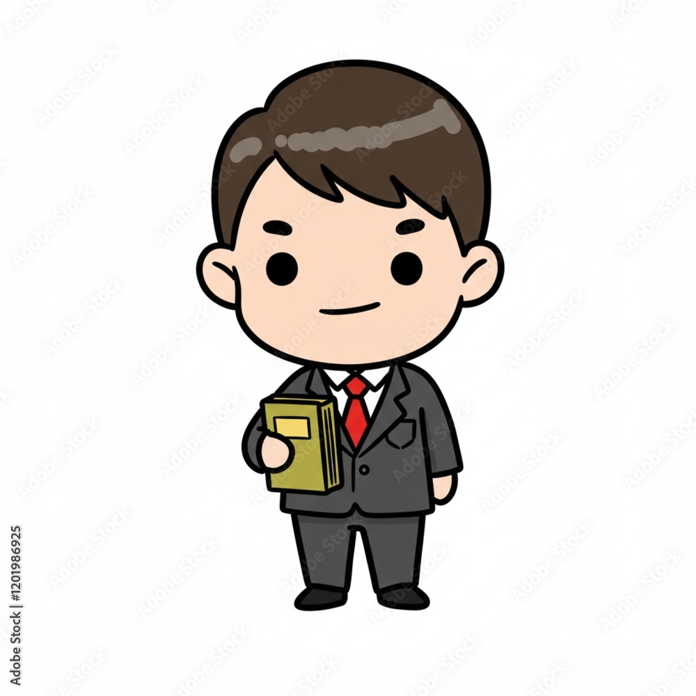 Cartoon illustration of a young businessman holding a book corporate character design cute chibi Cartoon illustration of a young businessman holding a book corporate character design cute chibi