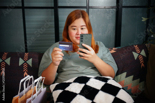 Woman shopping cart with Laptop for Internet Online Shopping Concept.