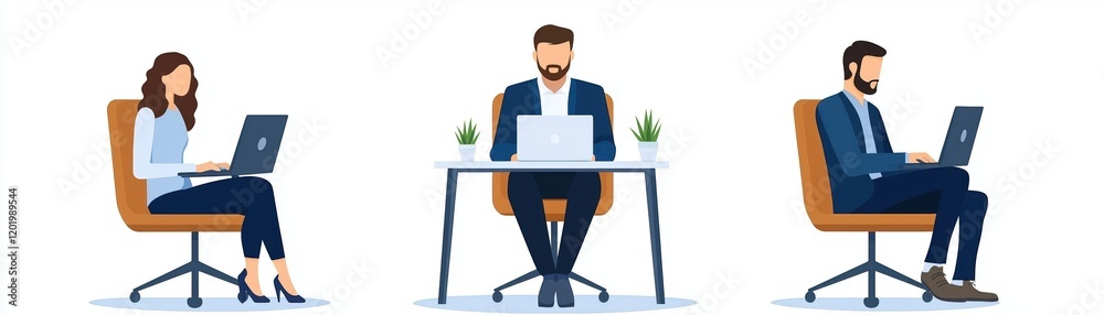 Business innovators collaborating on laptops in office space digital workspace professional environment focused teamwork Business innovators collaborating on laptops in office space digital workspace professional environment focused teamwork