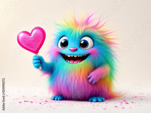 Funny, colorful, monster, cute, furry, rainbow
