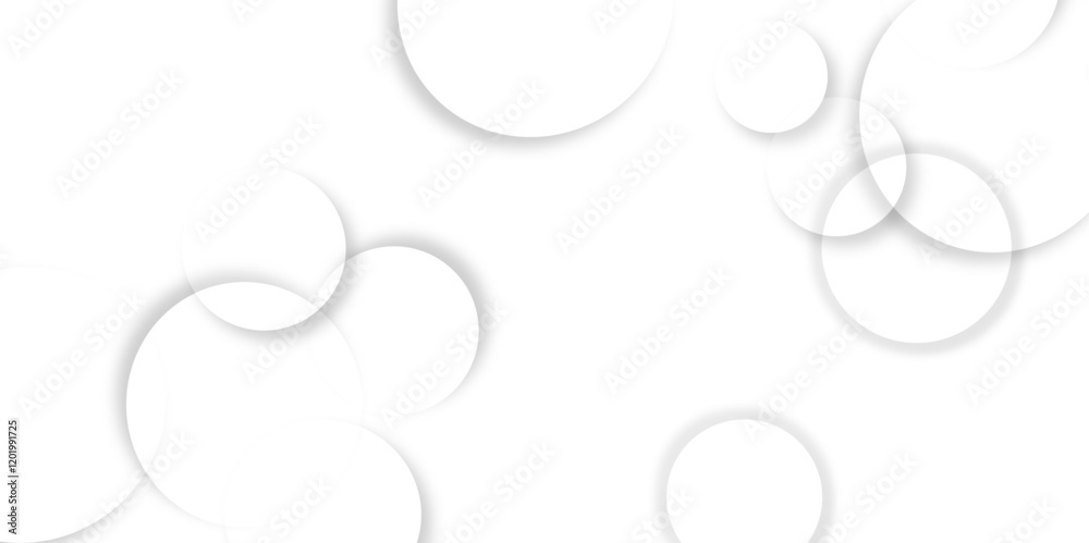 Obraz premium modern abstract white bubble background with circles. banner pattern with copy space abstract blank geometric circle abstract white background with circles cut out drop shadow background.