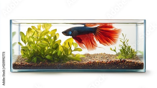 Vibrant Siamese Fighting Fish in a Sleek Aquarium photo