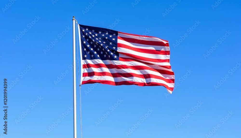 American flag waving against a clear blue sky American flag waving against a clear blue sky