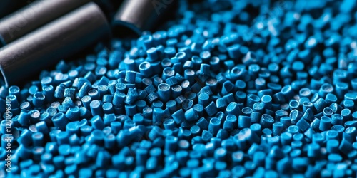 Obraz na płótnie Blue polymer pellets used in various applications.