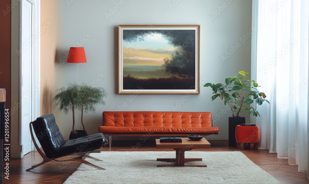 Fototapeta premium Mid Century Modern Living Room Interior Design