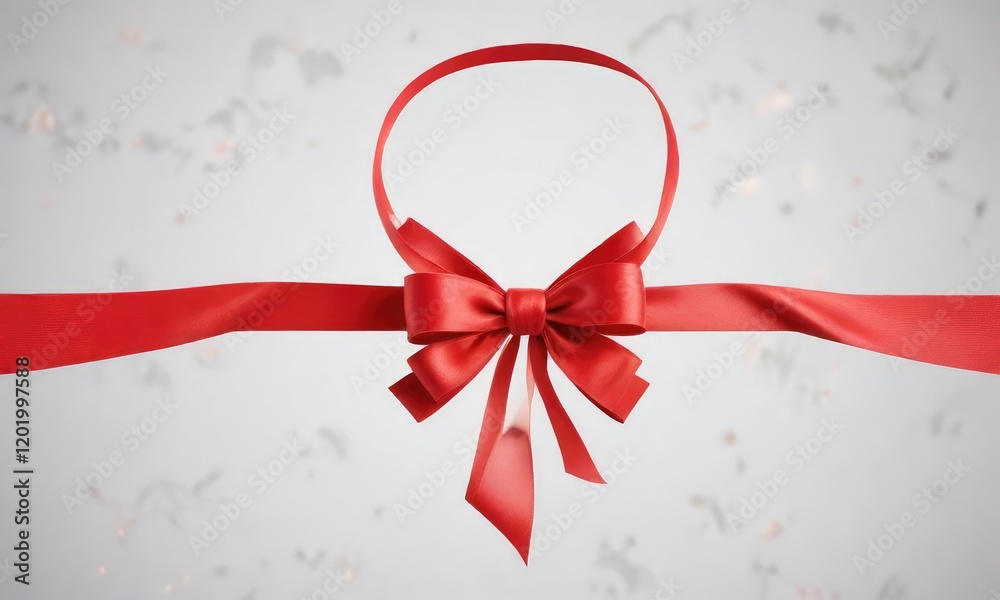 A red ribbon tied in a bow shape on a white background, present, occasion, gift wrap A red ribbon tied in a bow shape on a white background, present, occasion, gift wrap