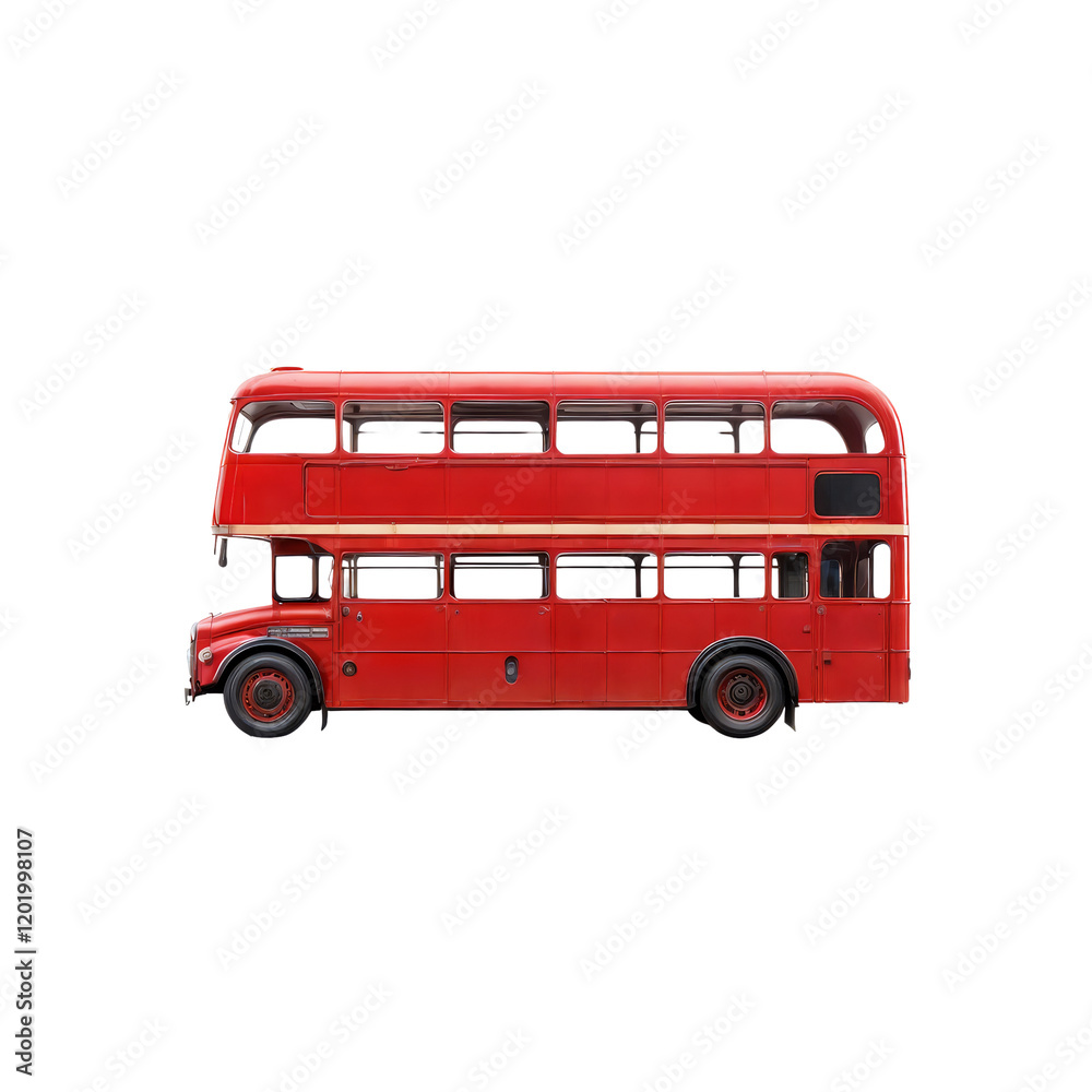 Classic Red Double-Decker Bus: A vibrant red double-decker bus, iconic symbol of London's public transportation, stands against a clean background. Classic Red Double-Decker Bus: A vibrant red double-decker bus, iconic symbol of London's public transportation, stands against a clean background.