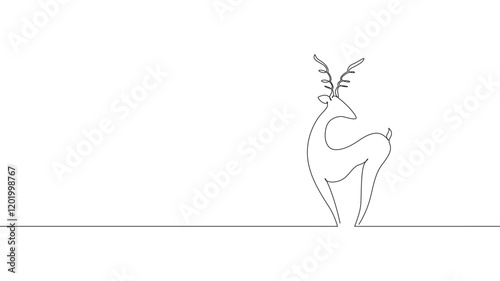 Continuous line drawing of a deer standing gracefully eps 10