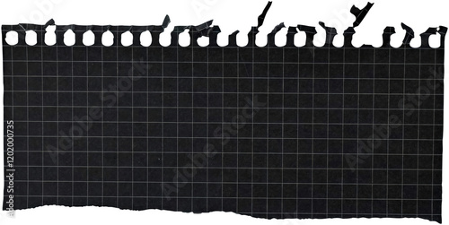 Black ripped torn paper piece isolated on transparent background