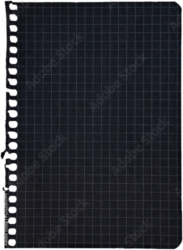 Black ripped torn paper piece isolated on transparent background