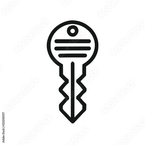 Minimalistic black-and-white line art icon of key in clean professional vector style